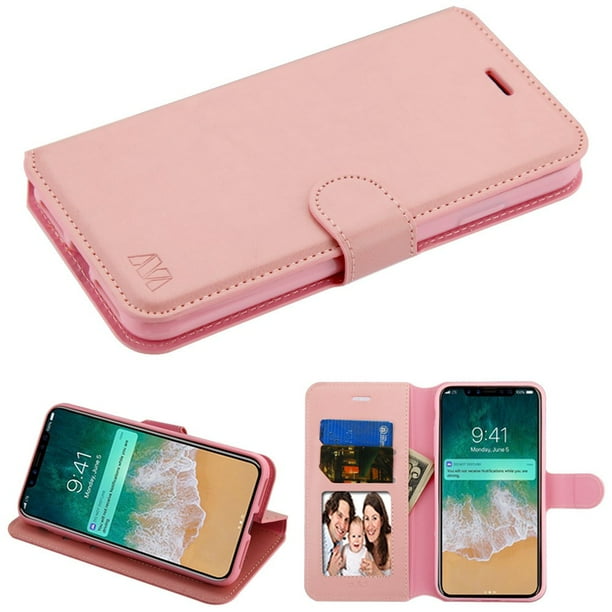 Pink Wallet Case for iPhone Xs PU Leather Flip Cover Compatible with iPhone Xs Pink Wallet Case for iPhone Xs PU Leather Flip Cover Compatible with iPhone Xs
